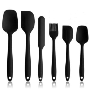 Silicone Spatula Set of 6 – Heat Resistant Non-Stick Kitchen Utensils for Baking, Cooking & Mixing – Red Cooking Spatulas with Brush, Spoon, Scraper & Turner (Standard Kitchen Size, 6, Piece)