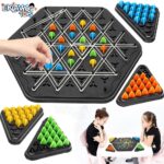 Chain Triangle Chess Game Board Games for Kids Adults Family Fun Night Chess Set Triangle Rubber Band Game Chain Board Chess Puzzle Interactive Brain Teaser Game 2 to 4 Players