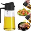 2-in-1 Glass Oil Sprayer and Dispenser Bottle – 500ml Capacity | Multi color Lid | Refillable Kitchen Tool for Cooking, Frying, BBQ, Salad, Baking | Olive Oil & Vinegar Spray Bottle