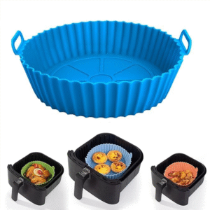 2-PACK REUSABLE SILICONE AIR FRYER BAKING TRAY LINERS